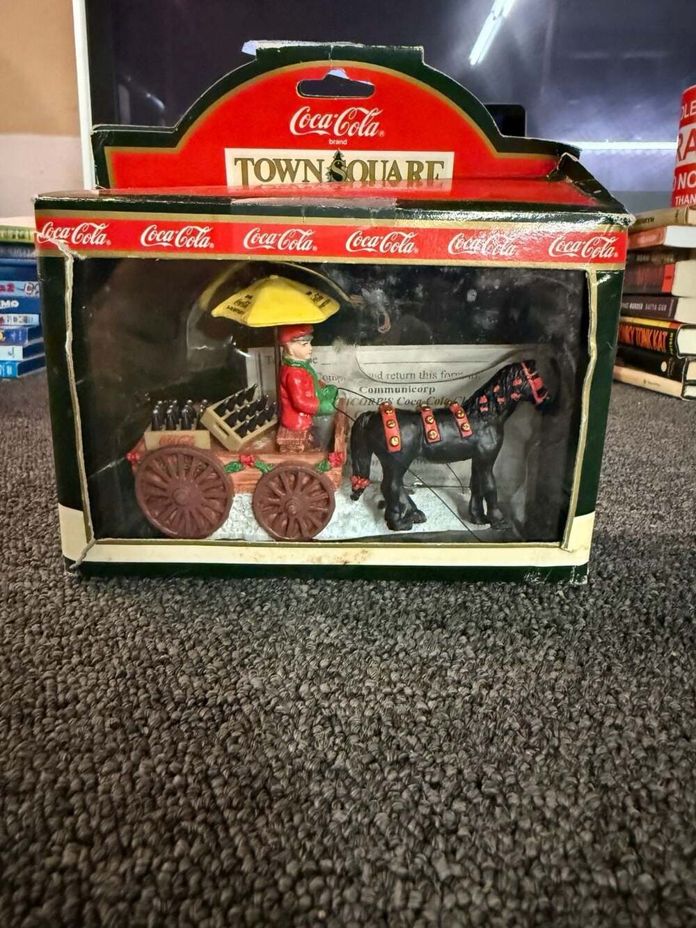 Coca-Cola Town Square Collection Horse Drawn Wagon Figurine 1992
